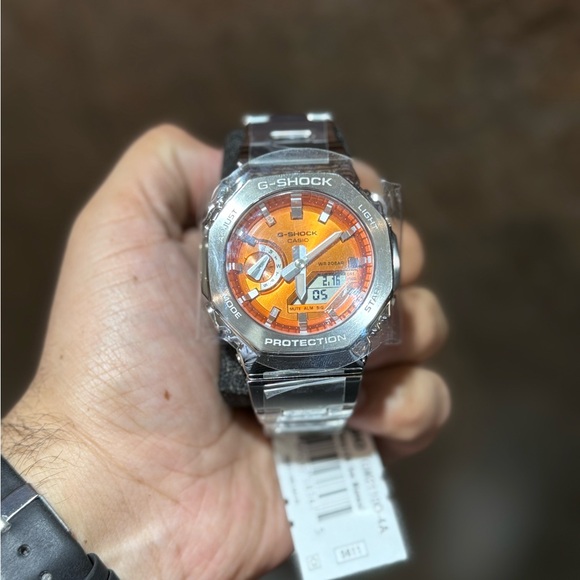 Casio G-Shock Vibrant Orange and Silver Watch - Picture 4 of 11